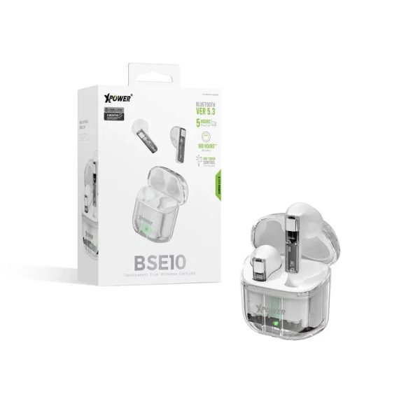 Xpower True Wireless Bluetooth 5.3 Earbuds - Transparent White - Tashqila