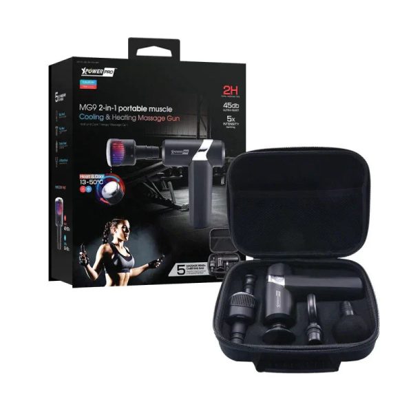 XPower Pro MG9 2IN1 Cooling & Heating Massage Gun With 5 Massage Head 2000mAh Battery - Black - Tashqila