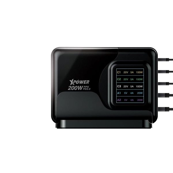 XPower 200W 4 Output GaN Wall Charger - Black