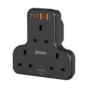 XPower 20W 3 Outlet T-Shaped Extension Socket - Black - Tashqila