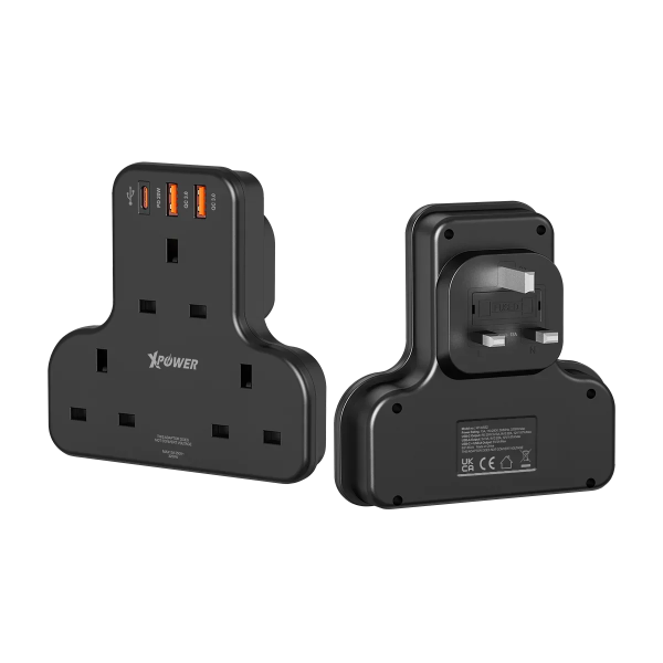 XPower 20W 3 Outlet T-Shaped Extension Socket - Black - Tashqila