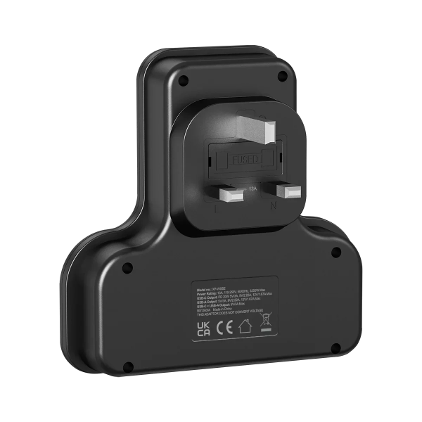 XPower 20W 3 Outlet T-Shaped Extension Socket - Black - Tashqila