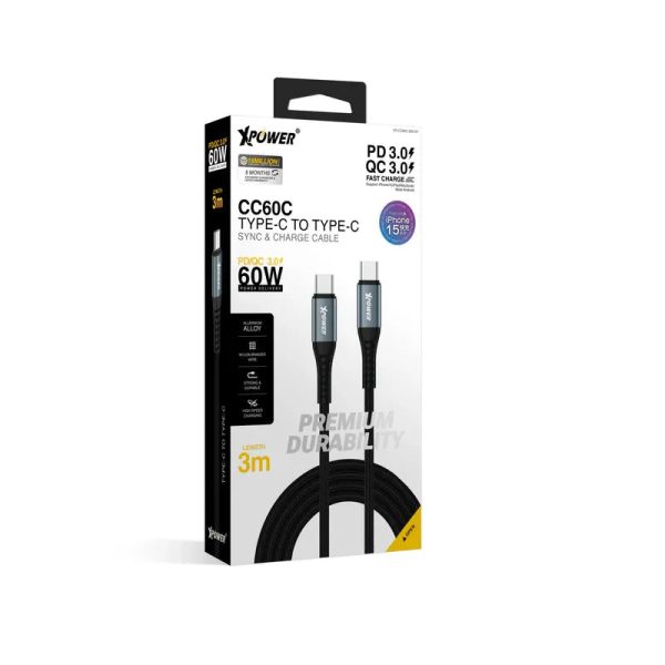 XPower 60W C To C 3m Cable - Black - Tashqila