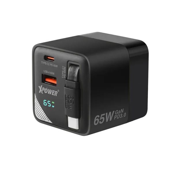 XPower 65W GaN 3in1 Desktop Charger - Black - Tashqila