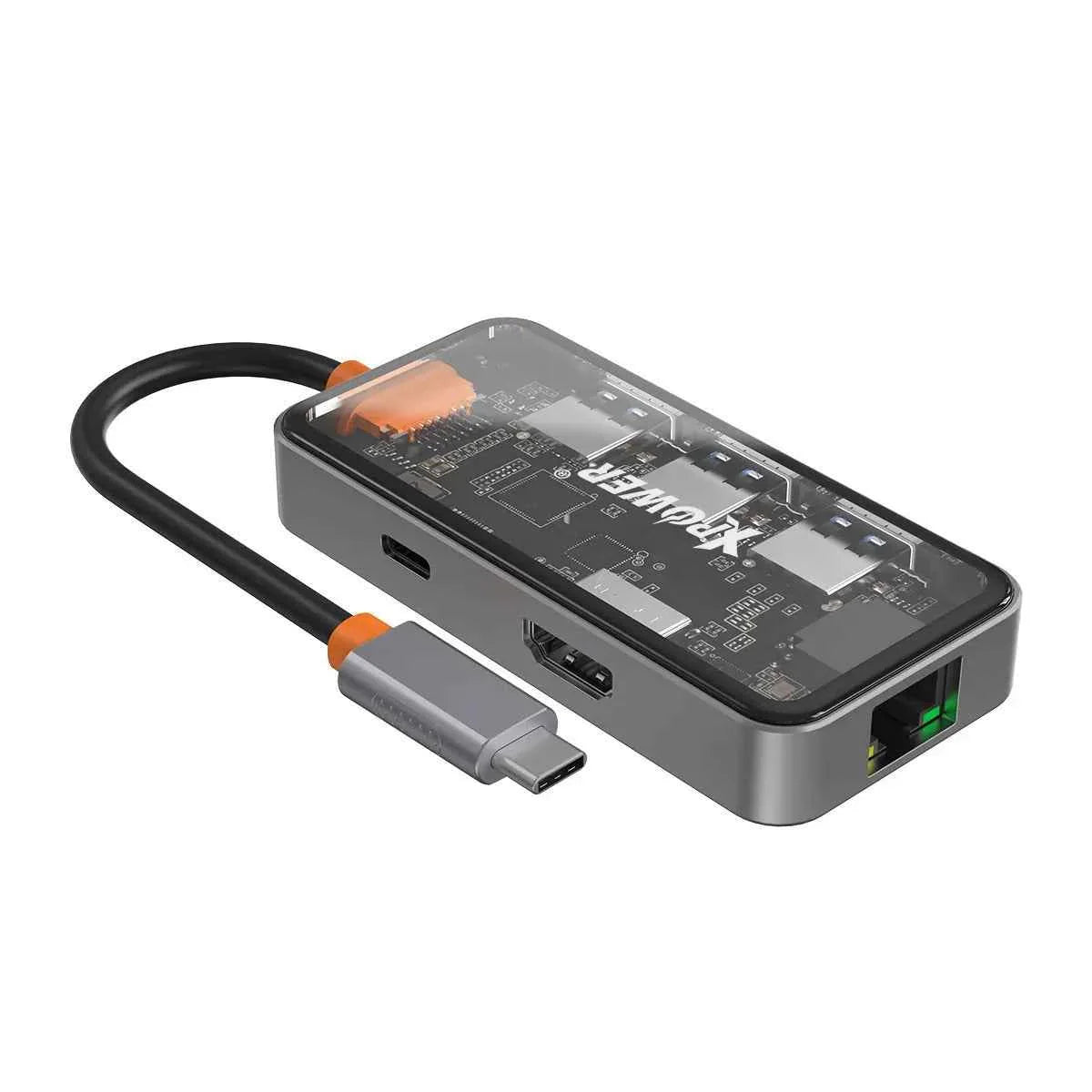 XPower HU62 6 In 1 100W PD Type-C Hub - Grey