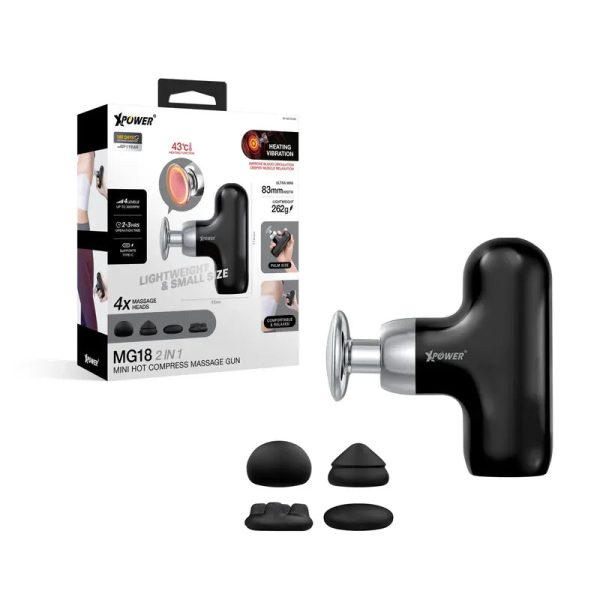 XPower Hot Compress Mini Massager - Black - Tashqila