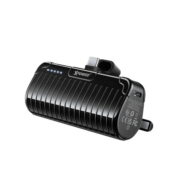 XPower PD5A 2 In 1 5000mAh Mini Type-C 20W Power Bank with Foldable Stand-Black - Tashqila