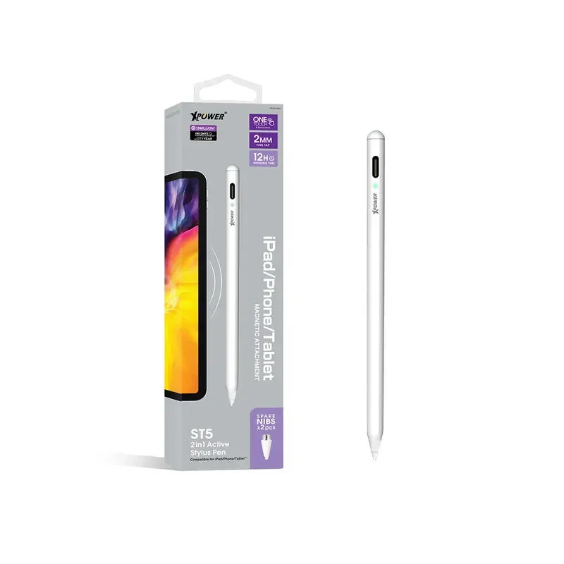 XPower ST5 2 In 1 Active Stylus Pencil For Ipad/ Phone & Tablet - White - Tashqila