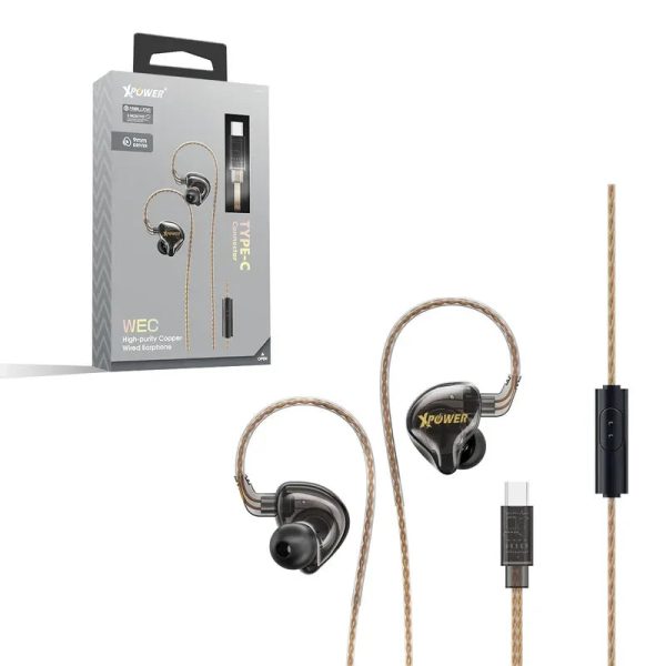 XPower Type-C Wired Earphone - Black - Tashqila