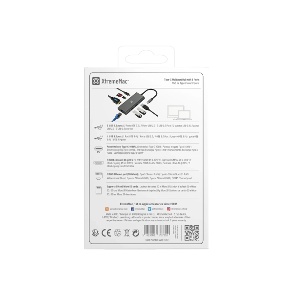 XtremeMac Type-C 8 In 1 Hub