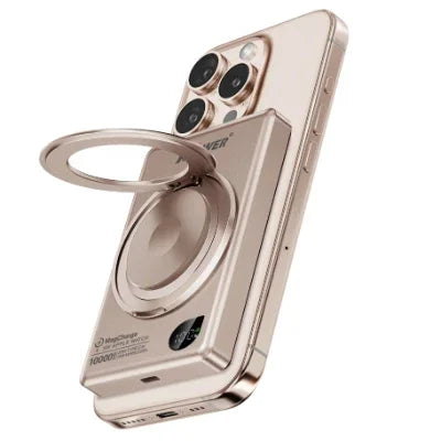 Xpower 10000mah 20w 6in1 Wireless Ultra Thin Power Bank With Stand - Desert Titanium - Tashqila