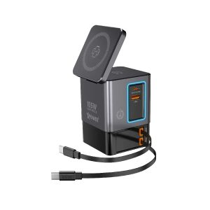 Xpower 105W Gan Magsafe Dual Cable Charging Tower - Grey - Tashqila