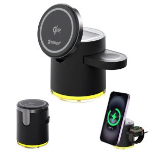 Xpower 15W 5in1 Foldable Magsafe Wireless Charging Stand - Black - Tashqila
