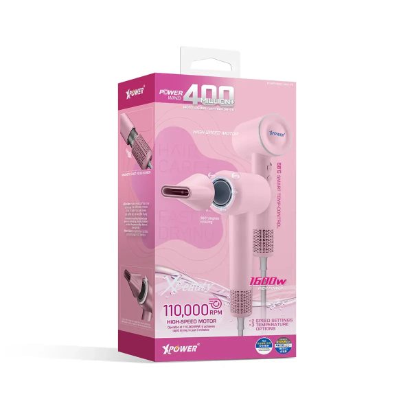 Xpower 1600W Powerwind Hair Dryer - Pink - Tashqila