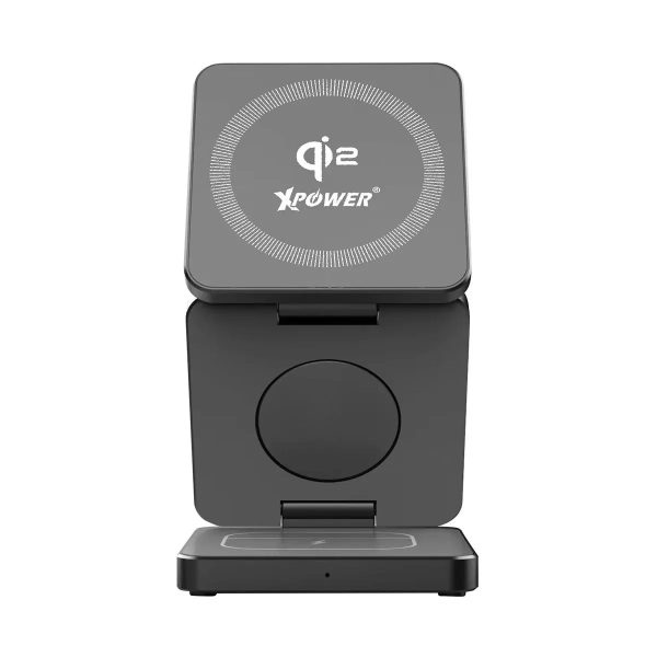 Xpower 23W 3in1 Foldable Magsafe Wireless Charging Stand - Grey - Tashqila