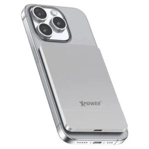 Xpower 5000mah 20w 2in1 Wireless Ultra Thin Power Bank - Silver - Tashqila