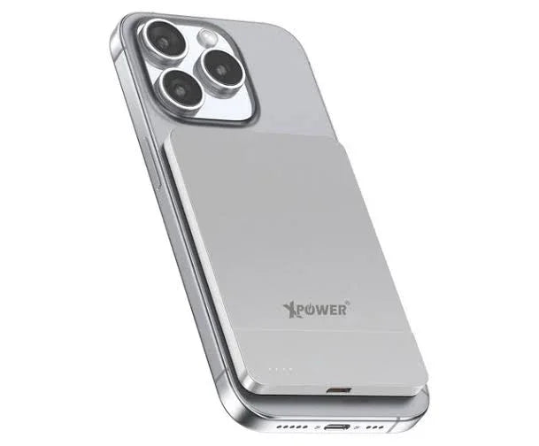 Xpower 5000mah 20w 2in1 Wireless Ultra Thin Power Bank - Silver - Tashqila