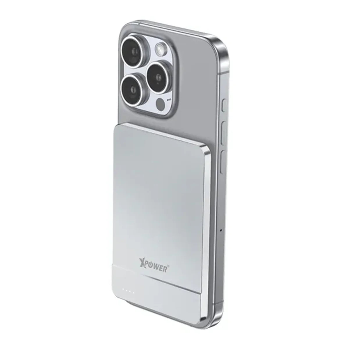 Xpower 5000mah 20w 2in1 Wireless Ultra Thin Power Bank - Silver - Tashqila