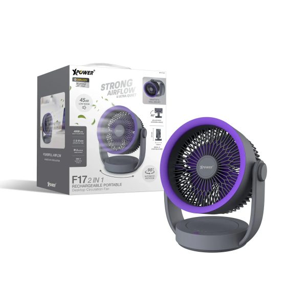 Xpower F17 Portable Desktop Circulation Fan - Grey - Tashqila
