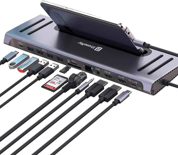 XtremeMac Type-C 12 In 1 Docking Hub Station - Silver
