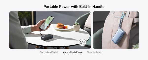 Anker 30W Nano 10000mAh PD Power Bank Built-In USB-C Cable - Blue - Tashqila