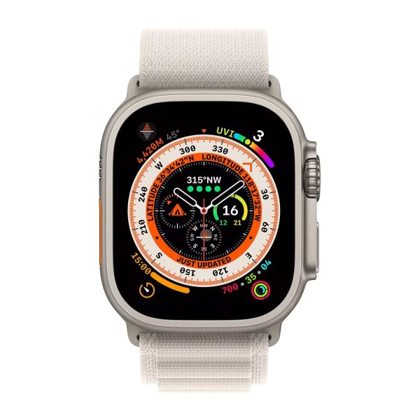 Apple Watch Ultra GPS + Cellular, 49mm Titanium Case with Starlight Alpine Loop – Medium - Tashqila