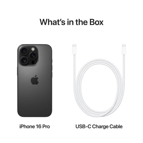 Apple iPhone 16 Pro Max 256GB Black Titanium and Apple Type-c to Type-c cable