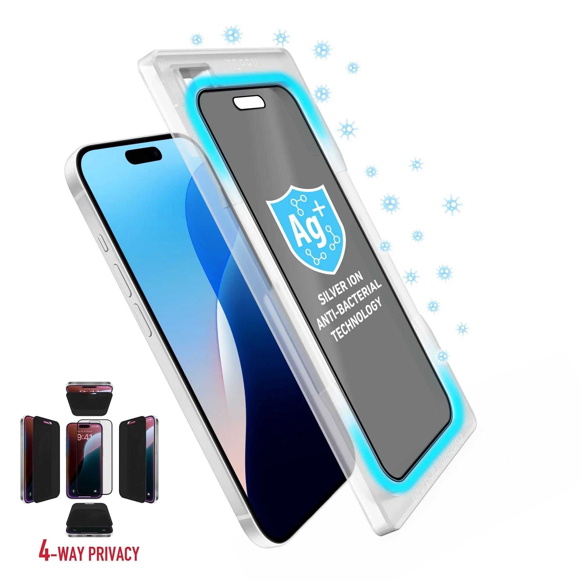 iPhone 16 & 15 & 14 Pro Torrii Bodyglass Screen Protector Glass - 4-Way Privacy - Tashqila