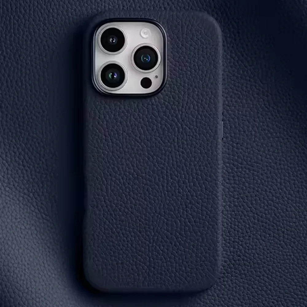 iPhone 16 Pro Max Melkco Origin Paris Premium Leather Magsafe Cover - Navy Blue - Tashqila