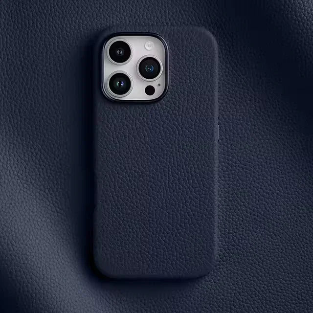 iPhone 16 Pro Melkco Origin Paris Premium Leather Magsafe Cover - Navy Blue - Tashqila