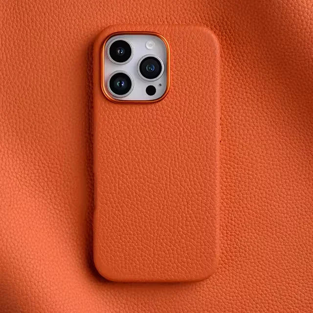 iPhone 16 Pro Melkco Origin Paris Premium Leather Magsafe Cover - Orange - Tashqila