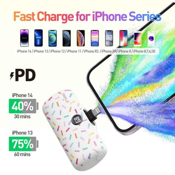 iWalk 4800mAh Lightning 20W Pocket Power Bank - White Pattern