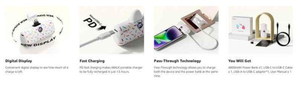 iWalk 4800mAh Lightning 20W Pocket Power Bank - White Pattern