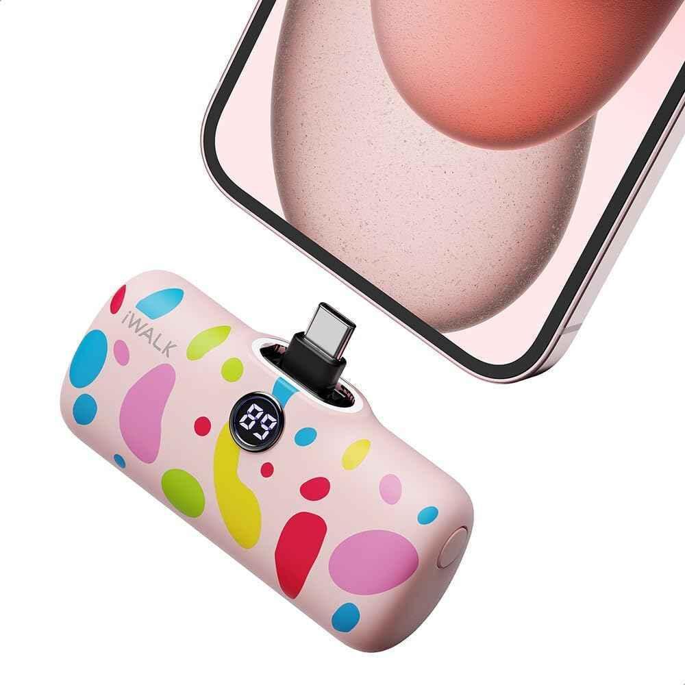 iWalk 4800mAh Type-C 20W Pocket Power Bank - Pink Pattern