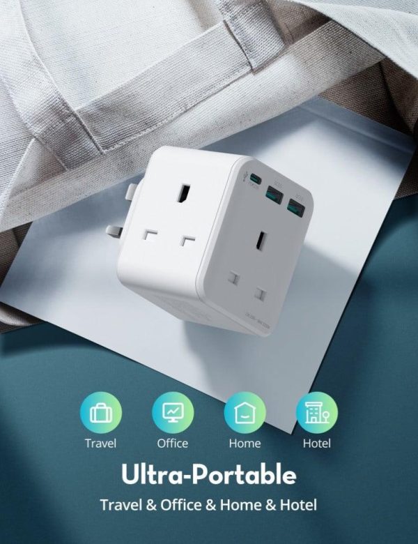 Ravpower PD 20W Wall Charger Uk Version With 3 Ac Port - White - Tashqila