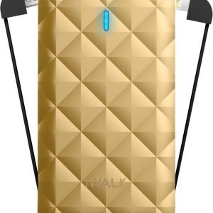 iWalk Duo 3000mAh Ultra Slim Battery Pack Built In Lightning & Micro Usb Cable - Gold - Tashqila